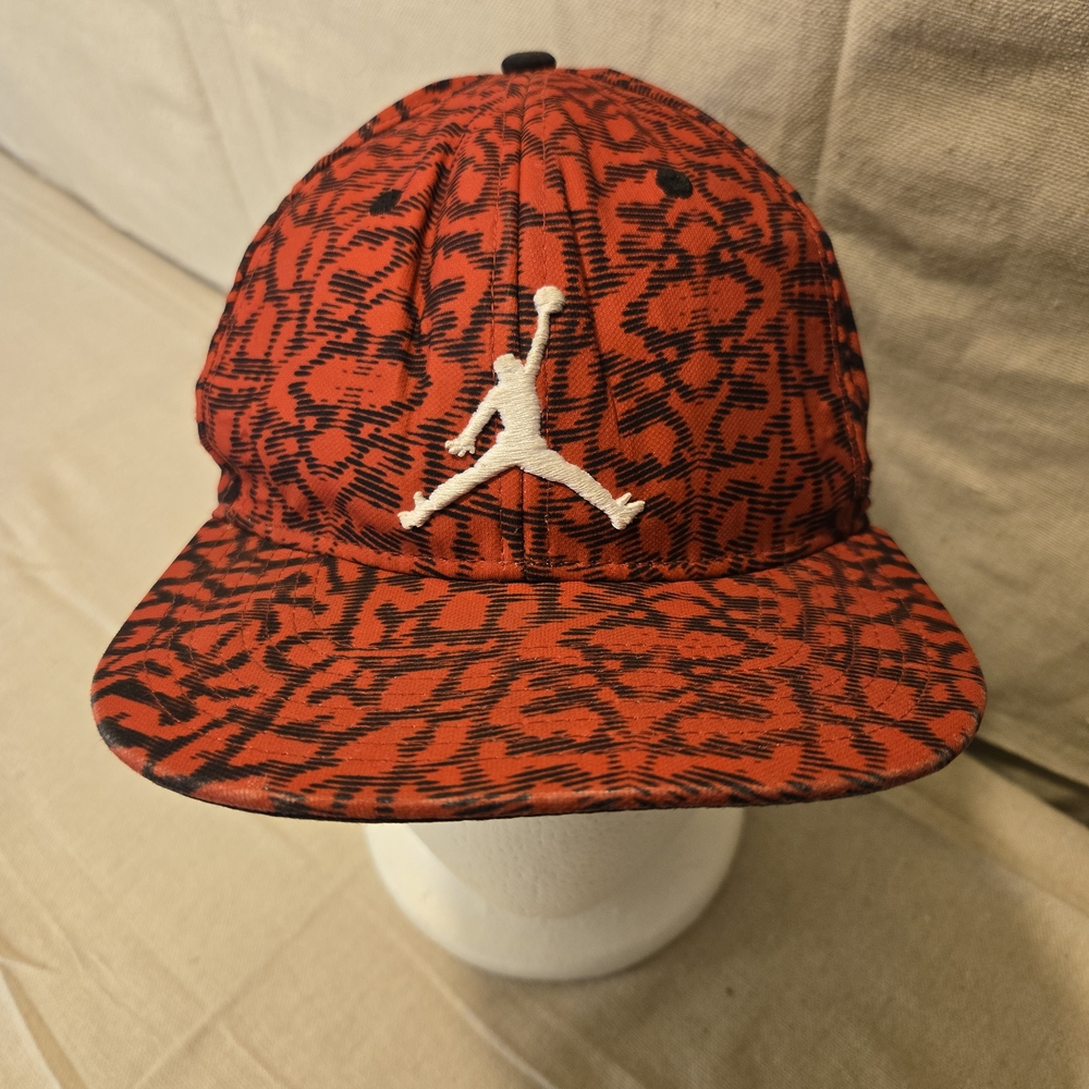 Jordan Youth Snapback Hat Red Black Animal Print Adjustable